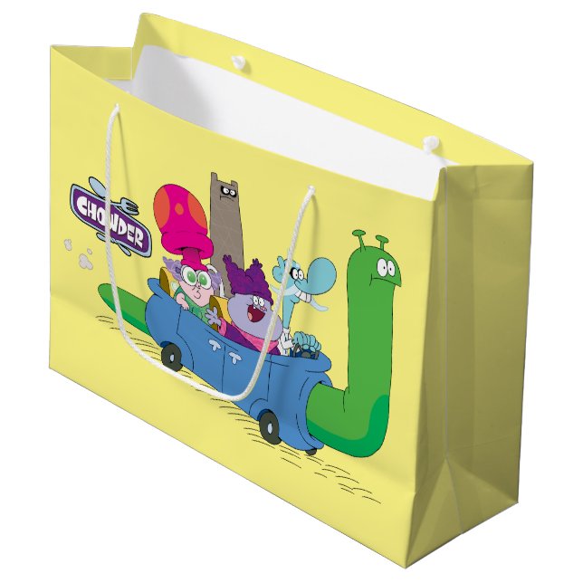 Mung, Chowder, Shnitzel, & Truffles in Snail Car Large Gift Bag (Front Angled)