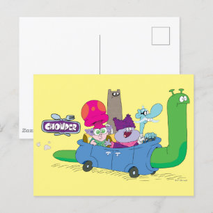 Mung, Chowder, Shnitzel, & Truffles in Snail Car Postcard