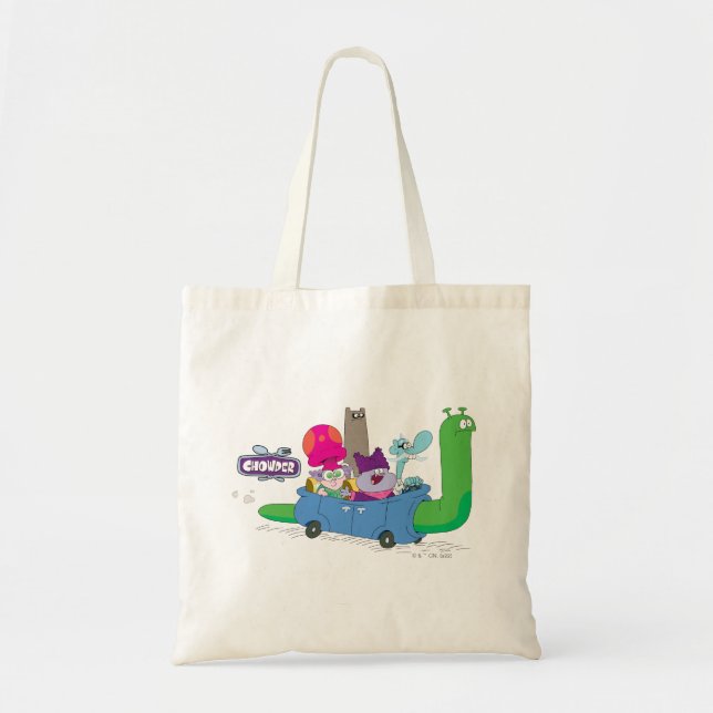 Mung, Chowder, Shnitzel, & Truffles in Snail Car Tote Bag (Front)