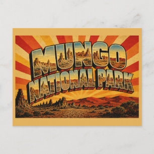 Mungo National Park NSW Outback Vintage Travel Art Postcard
