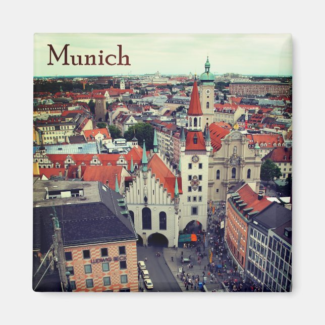 Munich Altes Rathaus from Marienplatz Souvenir Magnet (Front)