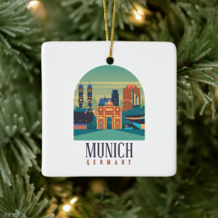 Munich Bavaria Germany Vintage Travel Ceramic Ornament