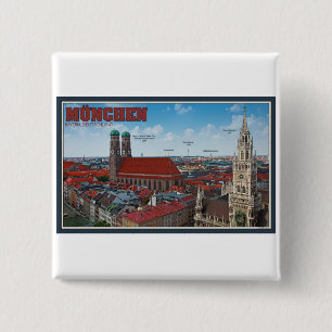 Munich Cityscape 15 Cm Square Badge