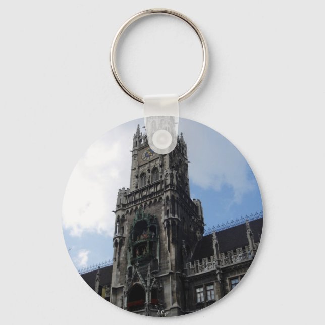 Munich Clock Tower Marienplatz Key Ring (Front)