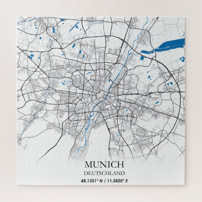 Munich Deutschland City Map Travel Simple Jigsaw Puzzle (Vertical)