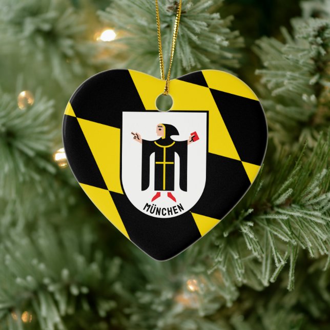 Munich flag and coat of arms ceramic tree decoration (Tree)