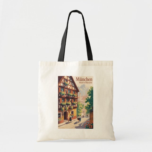 Munich Germany Bavaria Illustration Travel Art Tote Bag (Front)