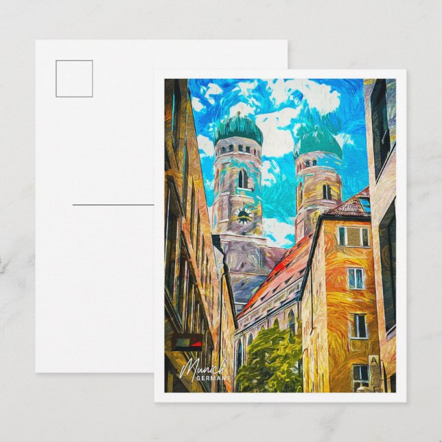 Munich Germany Beautiful Oil Painting City Postcard (Front/Back)