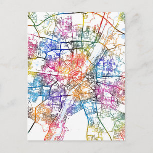 Munich Germany City Map Postcard