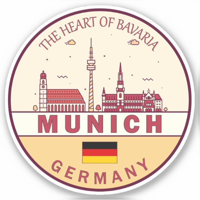 Munich Germany City Skyline Emblem (Front)
