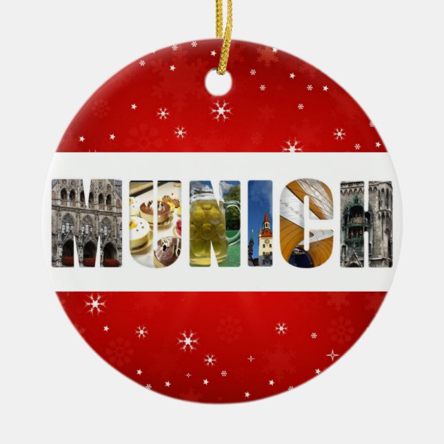 Munich Germany City Travel Photos Christmas Ceramic Tree Decoration (Front)
