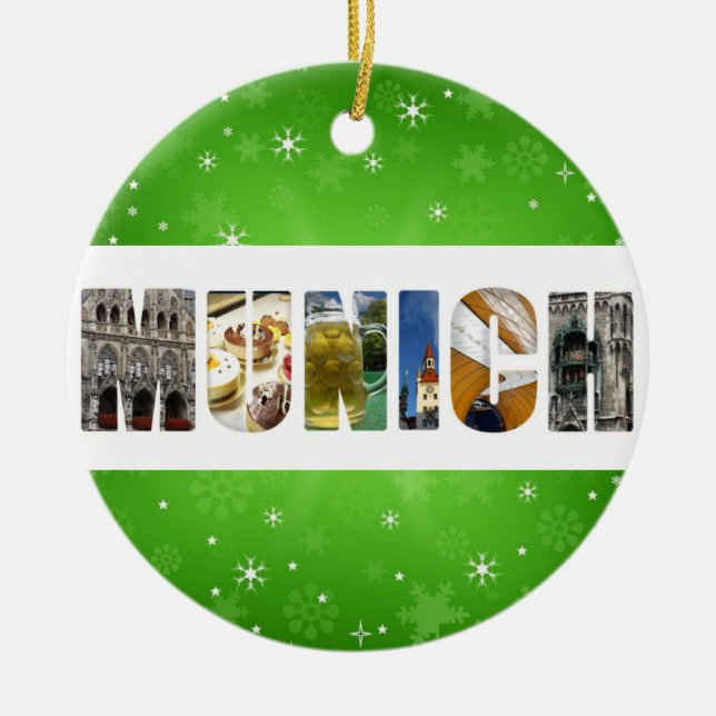 Munich Germany City Travel Photos Christmas Ceramic Tree Decoration (Front)