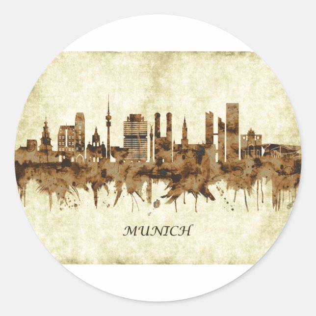 Munich Germany Cityscape Classic Round Sticker (Front)