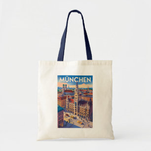 Munich Germany Illustration Travel Art Vintage Tote Bag