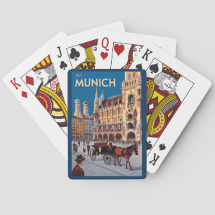 Munich Germany Marienplatz Travel Art Vintage Playing Cards