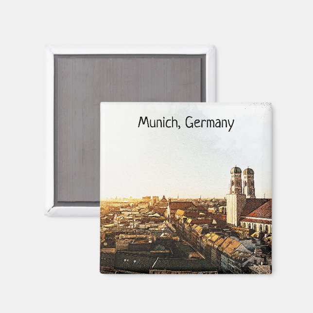 Munich Germany Panorama View Magnet (Front/Back)