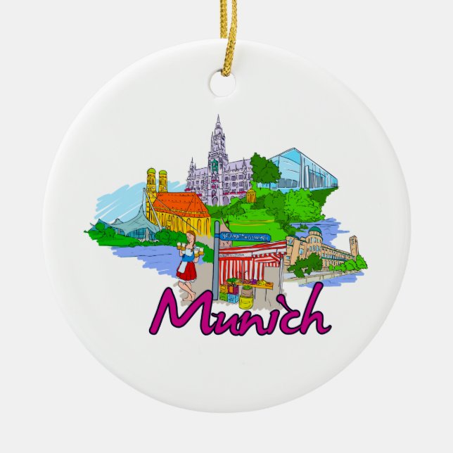 Munich - Germany.png Ceramic Tree Decoration (Front)