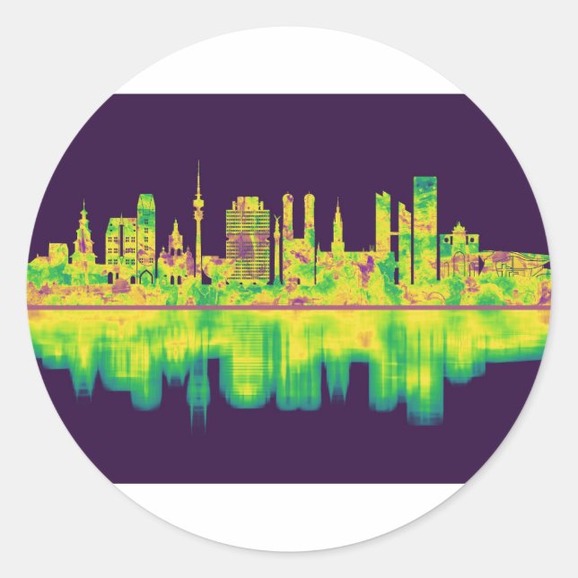 Munich Germany Skyline Classic Round Sticker (Front)