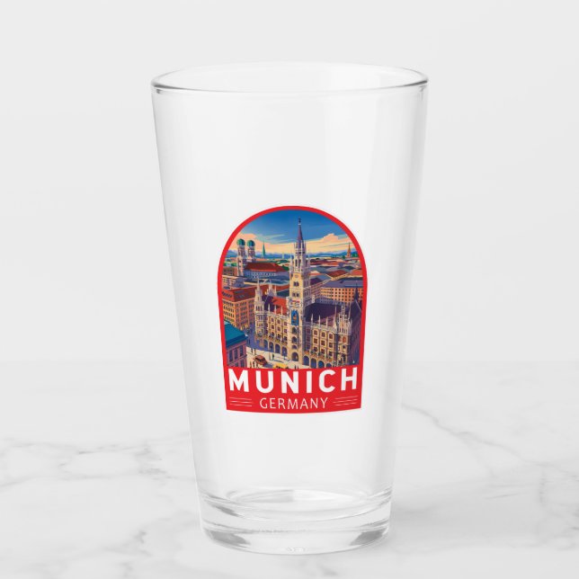 Munich Germany Travel Art Emblem Glass (Front)