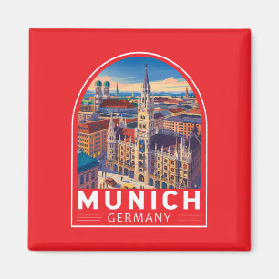 Munich Germany Travel Art Emblem Magnet