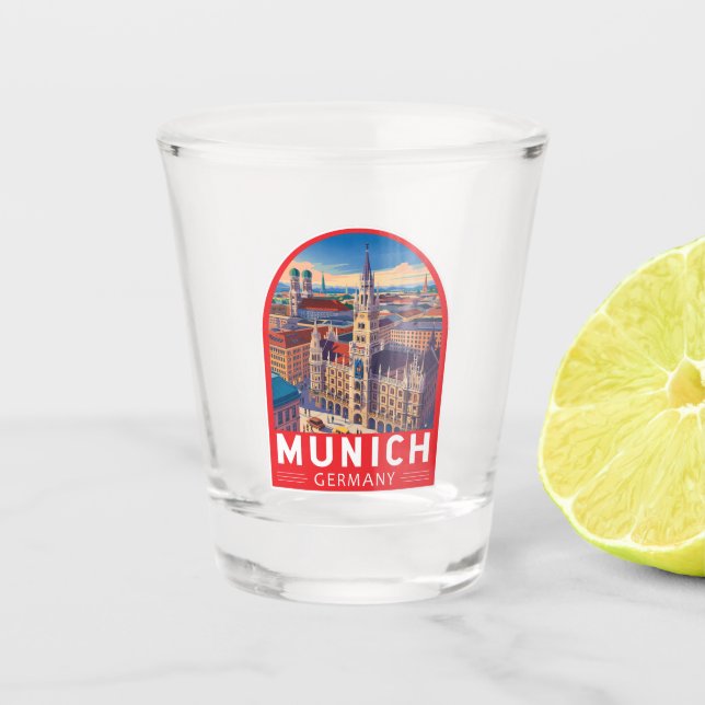 Munich Germany Travel Art Emblem Shot Glass (Front)