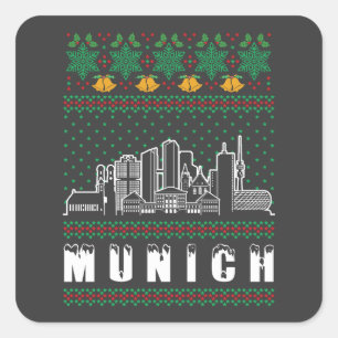 Munich Germany Ugly Christmas Square Sticker