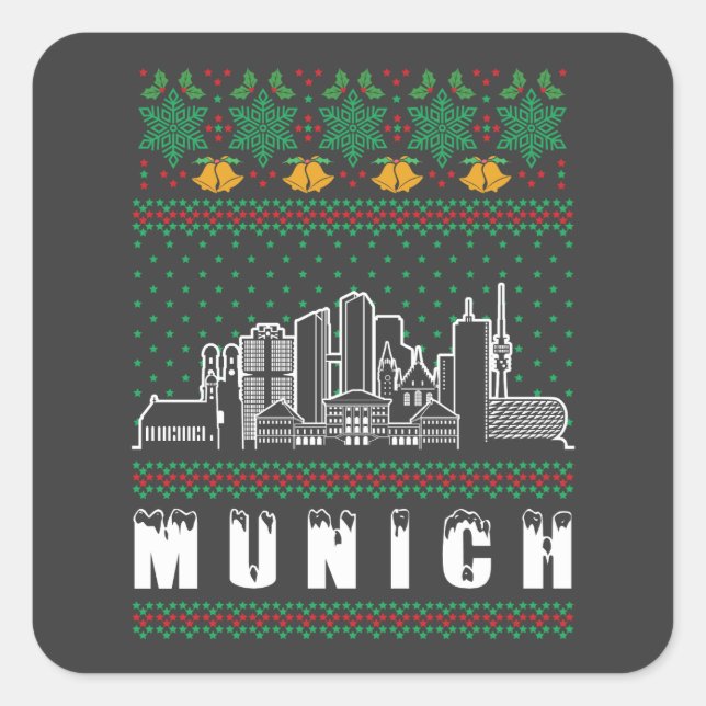 Munich Germany Ugly Christmas Square Sticker (Front)