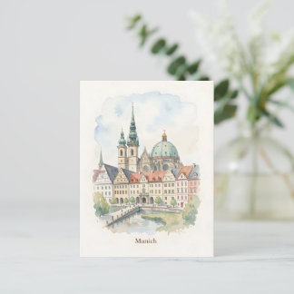 Munich Germany watercolor art Postcard