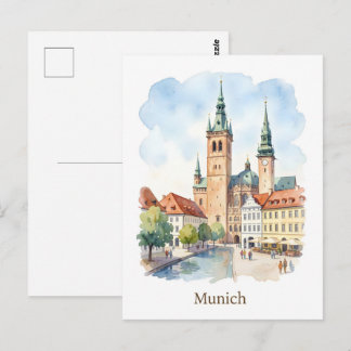 Munich Germany watercolor art Postcard