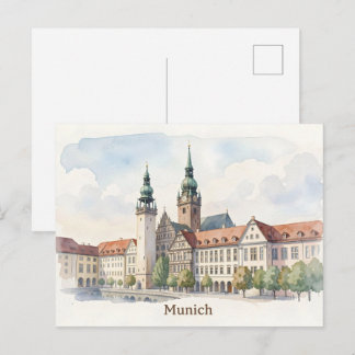 Munich Germany watercolor art Postcard