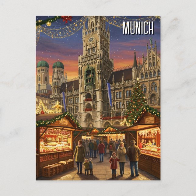 Munich Marienplatz Germany Christmas Market Postcard (Front)