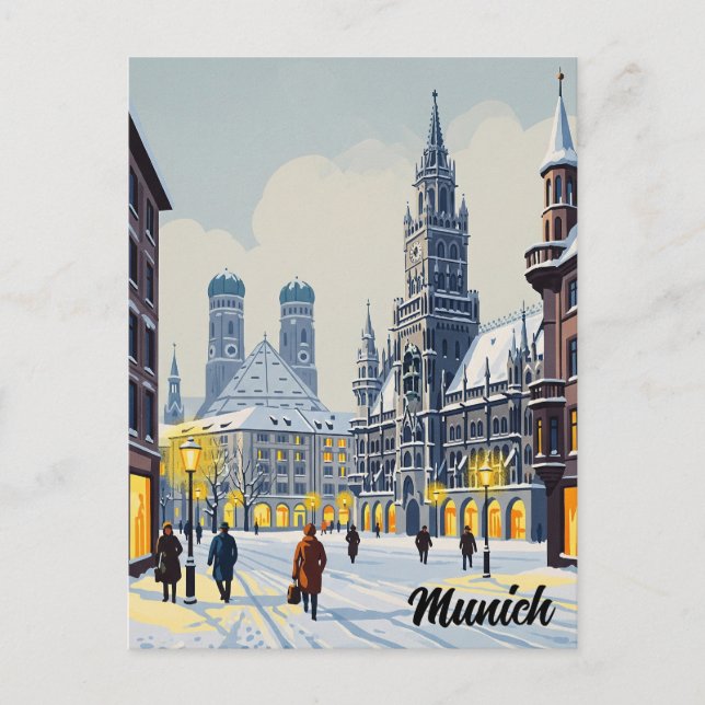 Munich Marienplatz Germany Flowers Postcard (Front)