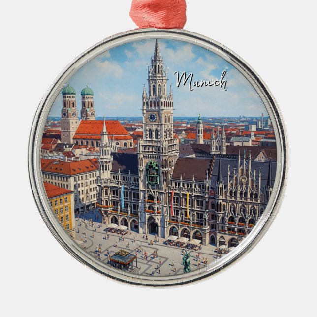 Munich Marienplatz Germany Metal Tree Decoration (Front)