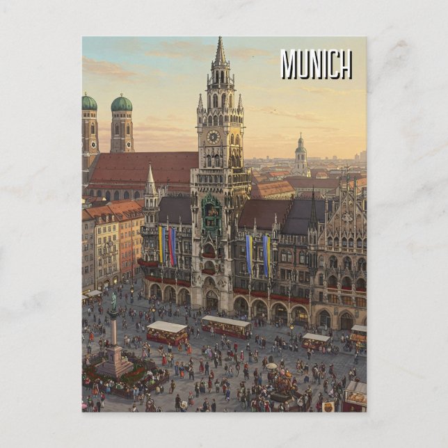 Munich Marienplatz Germany Travel Postcard (Front)