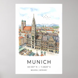 Munich Skyline Wall Art - Hand-Illustrated