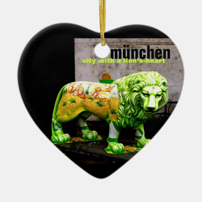 Munich Street Art Lion Germany Souvenir X'mas Gift Ceramic Tree Decoration (Front)