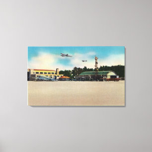 Municipal Airport Landing Field Scene Canvas Print