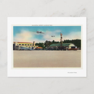 Municipal Airport Landing Field Scene Postcard