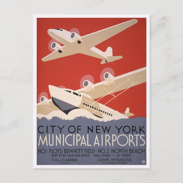 Municipal Airports, 1936 Postcard (Front)