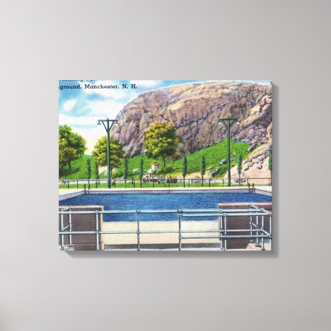 Municipal Pool View of Rock Rimmon Canvas Print (Front)