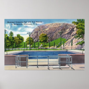 Municipal Pool View of Rock Rimmon Poster
