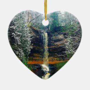 Munising Falls Upper Peninsula Michigan Ceramic Tree Decoration