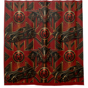 munkus art deco shower curtain/night patrol curtain