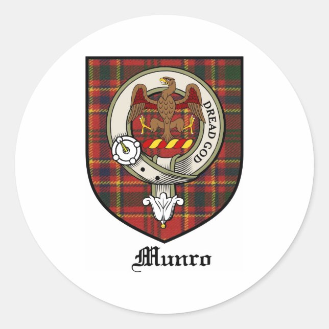 Munro Clan Crest Badge Tartan Classic Round Sticker (Front)