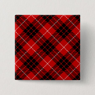 Munro tartan red black plaid 15 cm square badge