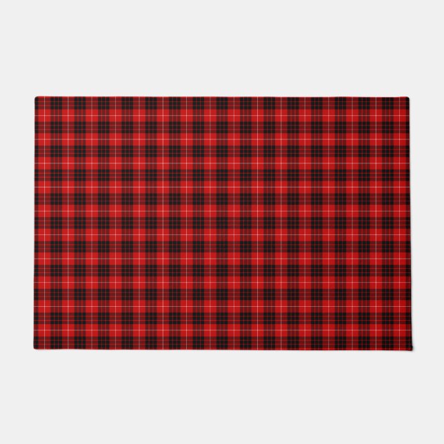 Munro tartan red black plaid doormat (Front)