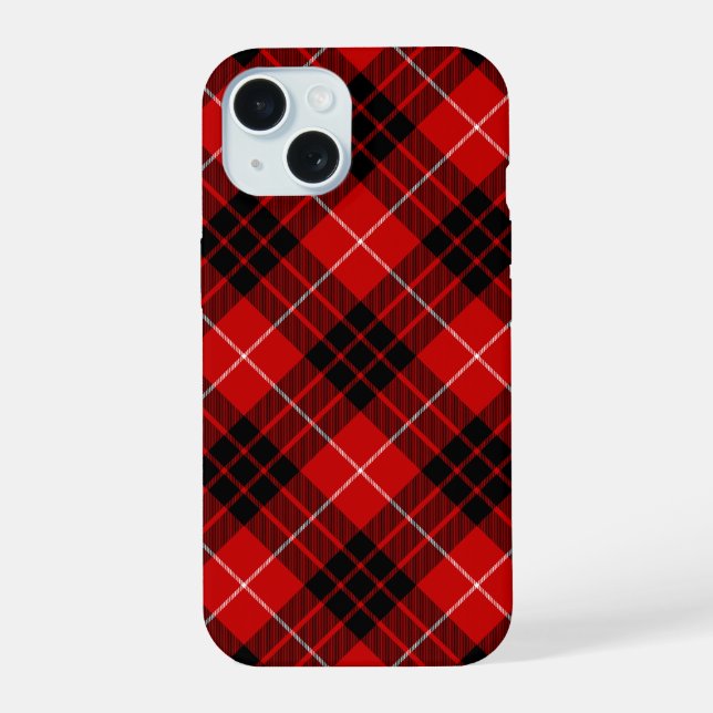 Munro tartan red black plaid iPhone 15 case (Back)