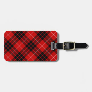 Munro tartan red black plaid luggage tag