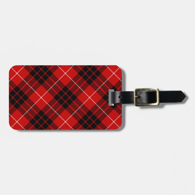 Munro tartan red black plaid luggage tag (Front Horizontal)