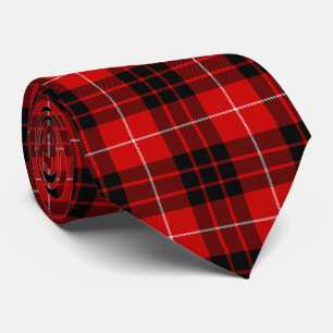 Munro tartan red black plaid tie